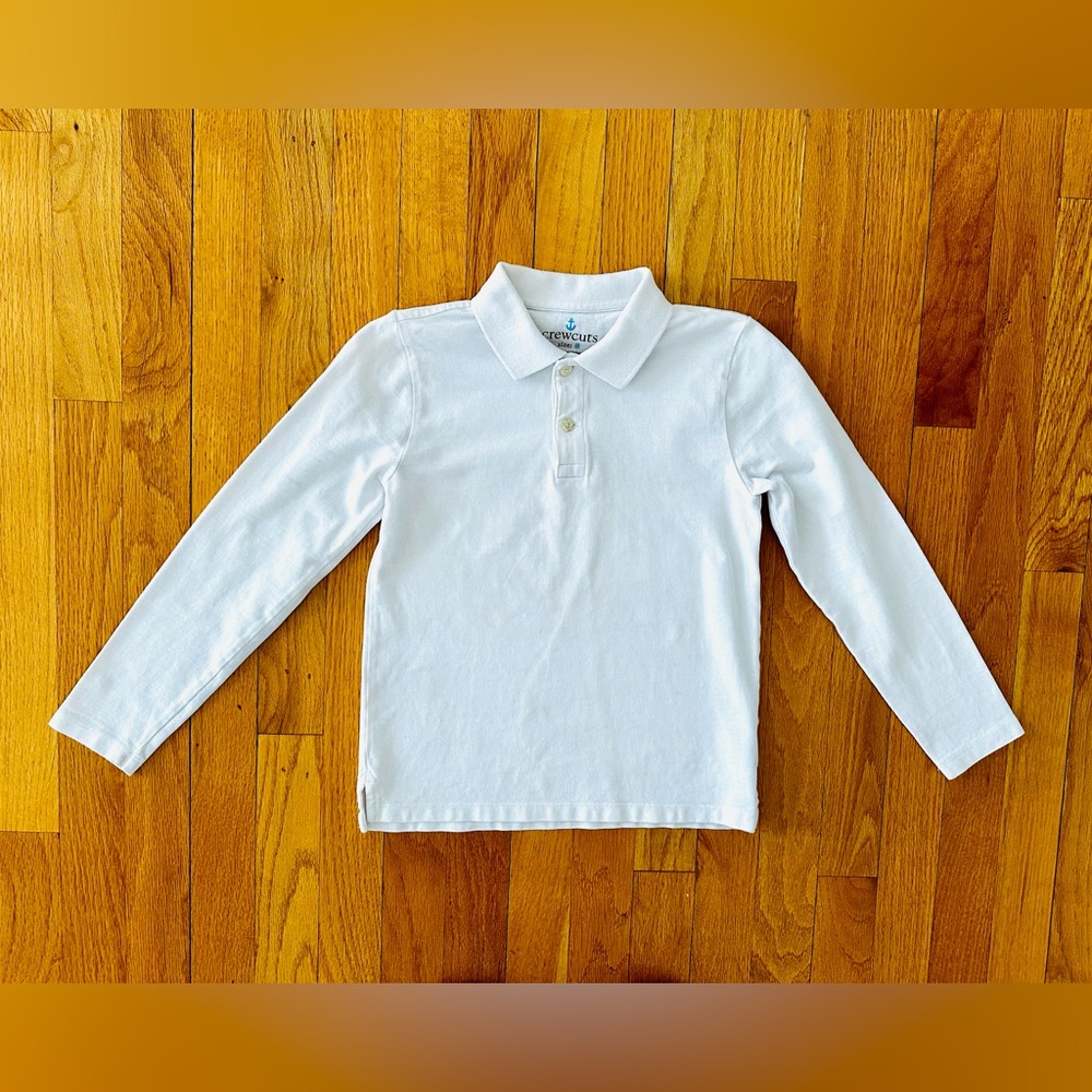 JCrew crewcuts White Long-sleeved Collared Polo Shirt size 8